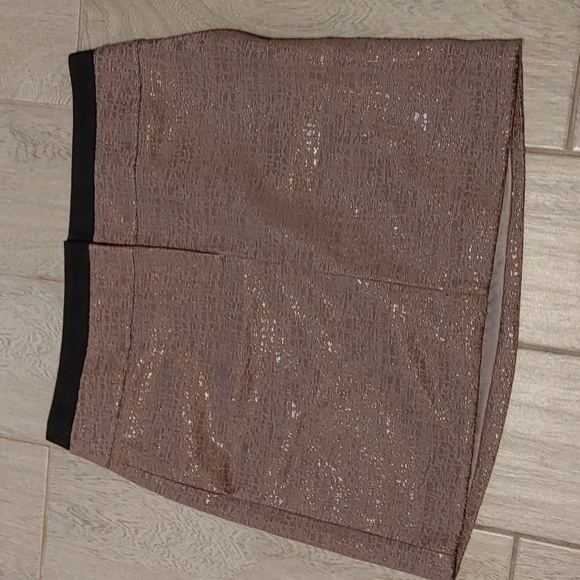 Retro Mini Skirt Ann Taylor LOFT Women's 8 Shimmering Brown w/Black Grunge Y2K - Picture 2 of 12